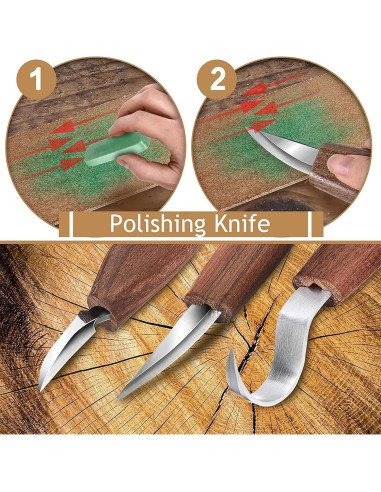 Kit de Tallado en Madera WGLILO 16 Piezas con Estuche de Cuero