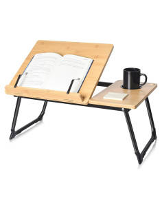 Soporte de libro ajustable wishacc de bambú para cama y tabletas