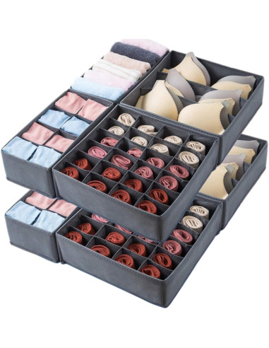 Organizador de Cajones Bazasa 8 Piezas Plegable Gris