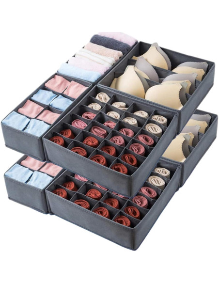 Organizador de Cajones Bazasa 8 Piezas Plegable Gris Organizador de Cajones Bazasa 8 Piezas Plegable Gris