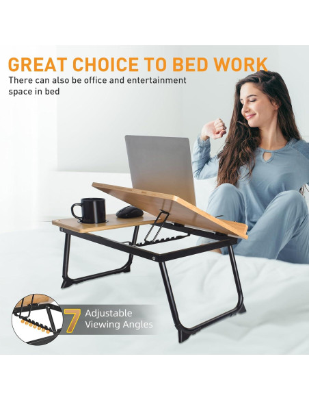 Soporte de libro ajustable wishacc de bambú para cama y tabletas Soporte de libro ajustable wishacc de bambú para cama y tabletas
