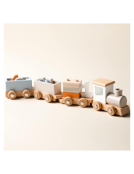 Juego de tren de madera ibwaae 12 piezas para bebés 1-5 años Juego de tren de madera ibwaae 12 piezas para bebés 1-5 años
