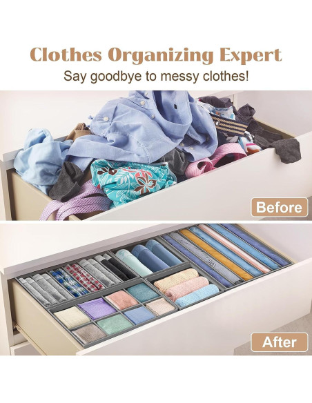 Organizador de Cajones Bazasa 8 Piezas Plegable Gris Organizador de Cajones Bazasa 8 Piezas Plegable Gris