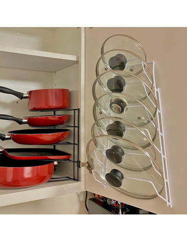 Organizador de Tapas de Olla Evelots 2 en 1 Negro - Estante de Puerta