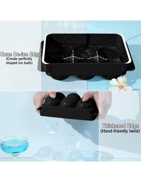 Moldes de Hielo Grandes WIBIMEN - 6 Bolas Redondas 4.8cm Moldes de Hielo Grandes WIBIMEN - 6 Bolas Redondas 4.8cm