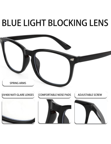 Gafas de Luz Azul 2 Pcs para Hombre y Mujer, Protección UV