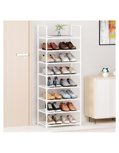 Estante para zapatos MUAHRCE 8 niveles ajustable Blanco 45.7x25.4x147.3 cm