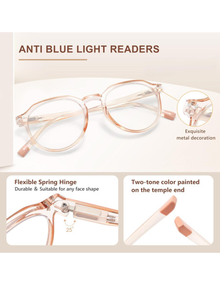 EASY READ 3 Pares Gafas de Lectura Redondas con Luz Azul EASY READ 3 Pares Gafas de Lectura Redondas con Luz Azul