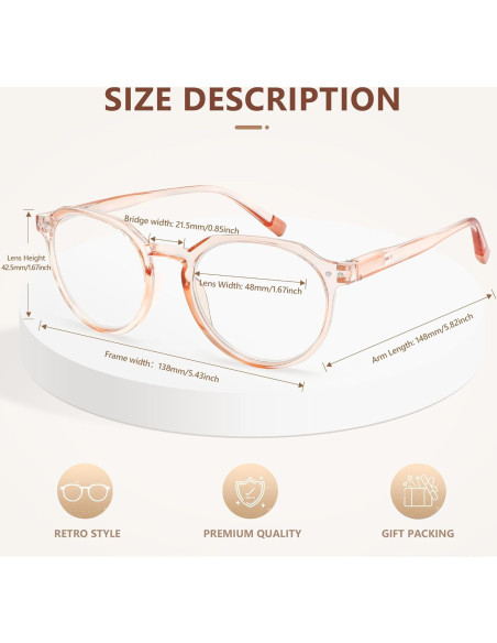 EASY READ 3 Pares Gafas de Lectura Redondas con Luz Azul EASY READ 3 Pares Gafas de Lectura Redondas con Luz Azul