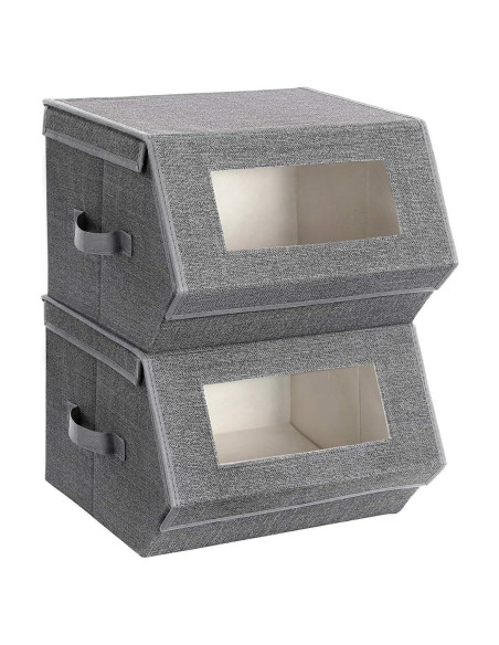 Cajas de Almacenamiento Apilables SONGMICS 2 Unidades Gris Cajas de Almacenamiento Apilables SONGMICS 2 Unidades Gris