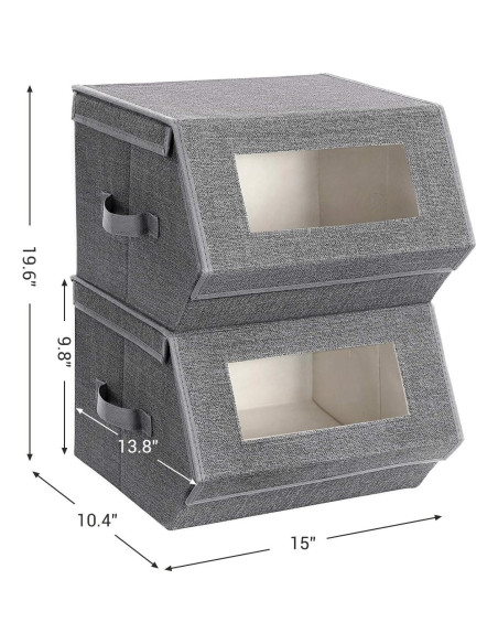 Cajas de Almacenamiento Apilables SONGMICS 2 Unidades Gris Cajas de Almacenamiento Apilables SONGMICS 2 Unidades Gris