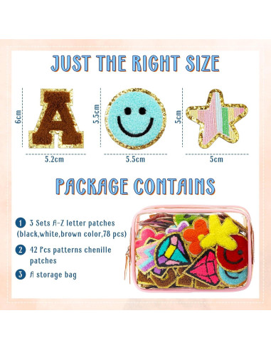 Yilloog 120 Pcs Parches Chenille Letras y Estrellas DIY