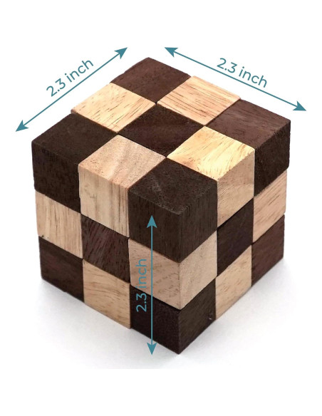 Cubo de Rompecabezas de Serpiente BSIRI 3D Madera 6x6x6 cm Cubo de Rompecabezas de Serpiente BSIRI 3D Madera 6x6x6 cm