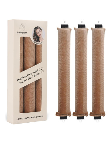 Rulos de Pelo Sin Calor Luckybear Jumbo 3pcs Caqui