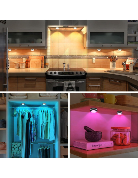 Luces Puck LED Petorobot 6 Piezas 16 Colores Control Remoto Luces Puck LED Petorobot 6 Piezas 16 Colores Control Remoto