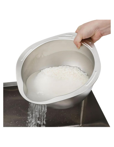 Colador de Arroz DOPMEP de Acero Inoxidable 28 cm Multifuncional