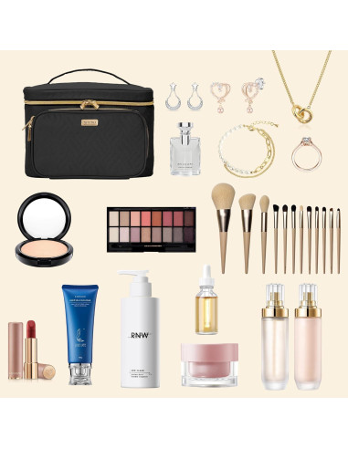 Bolsa de Maquillaje Grande TBTOTRA Negra Impermeable 25.4x19.05x17.78 cm