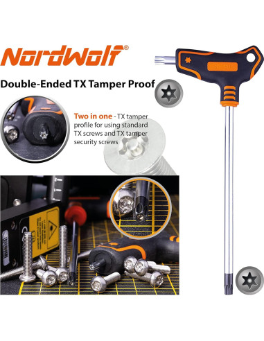 Juego de Llaves Torx T NordWolf 9 Piezas Acero S2 T10 a T50