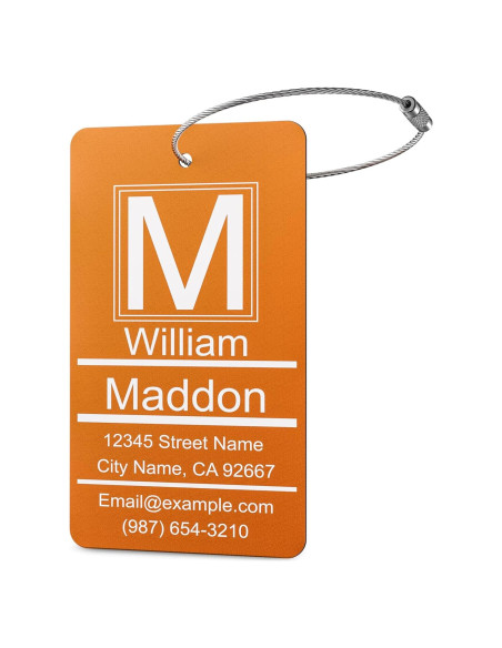 Etiquetas de Equipaje Personalizadas FamiB Metal Naranja 5x8 cm Etiquetas de Equipaje Personalizadas FamiB Metal Naranja 5x8 cm