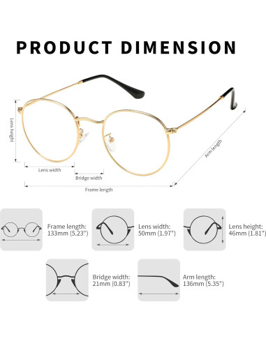 Gafas Pro Acme Clásicas Redondas Metal Dorado Lentes Claros