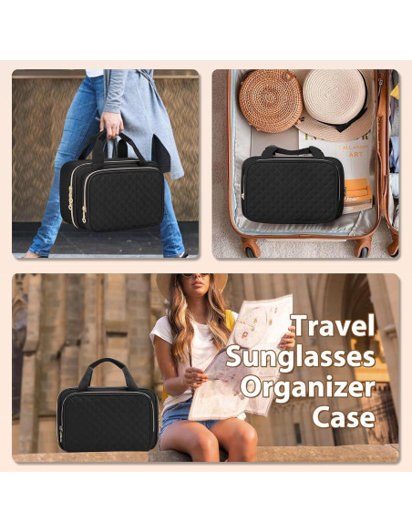 Organizador de Gafas de Sol Teamoy Negro, Bolsa de Viaje Ajustable Organizador de Gafas de Sol Teamoy Negro, Bolsa de Viaje Ajustable