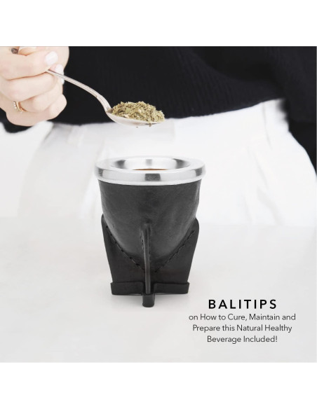 Gourd de Yerba Mate Hecho a Mano BALIBETOV Negro con Bombilla Gourd de Yerba Mate Hecho a Mano BALIBETOV Negro con Bombilla
