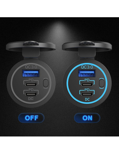 Cargador USB de Coche Hapytrip 12V 3 Puertos Carga Rápida
