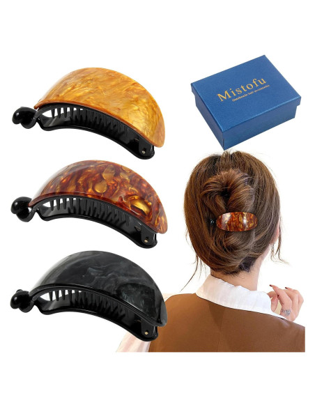 Clip de Cabello Curvado Francés Mistofu 3 Pcs Ámbar 01 Clip de Cabello Curvado Francés Mistofu 3 Pcs Ámbar 01