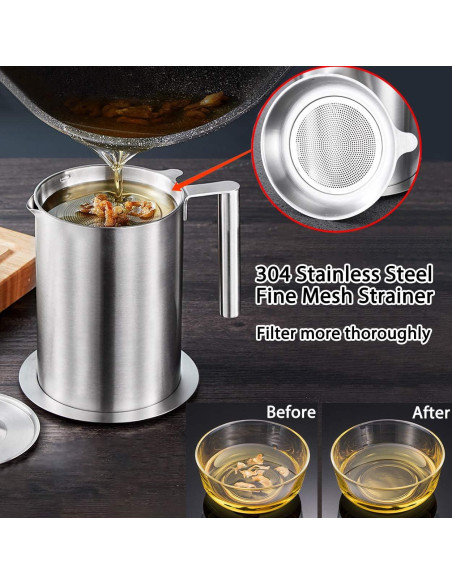 Contenedor de Aceite Sumerflos 1.8L con Colador de Acero Inoxidable Contenedor de Aceite Sumerflos 1.8L con Colador de Acero Inoxidable