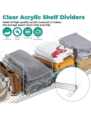 Organizador de Closet Acrílico Ourhom 4 Piezas 22.4cm