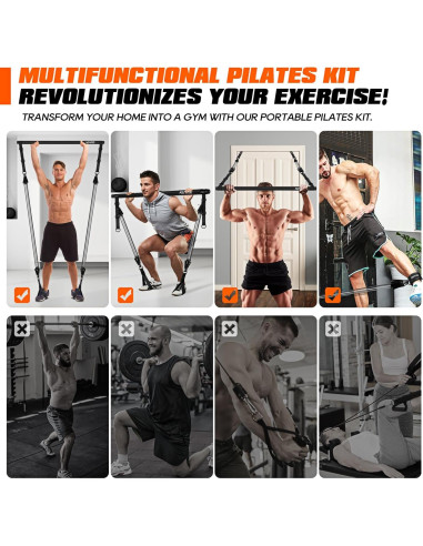 Kit de Bar Pilates KUTIZE 270LBS con Bandas de Resistencia