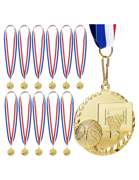 Medallas de Baloncesto Juvale - 12 Trofeos de Oro 5.08 cm Medallas de Baloncesto Juvale - 12 Trofeos de Oro 5.08 cm