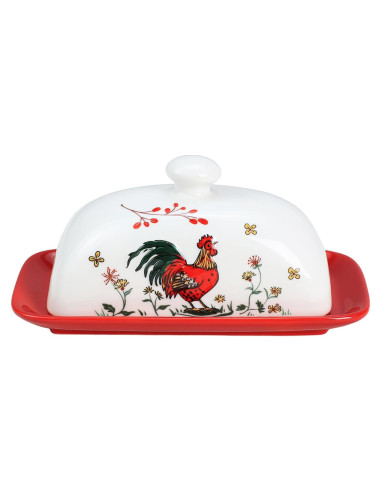 Plato de Mantequilla de Porcelana Sizikato con Tapa Gallo