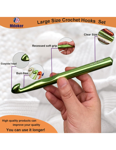 Conjunto de Ganchos de Crochet Mdoker 21 Piezas Aluminio Grande Conjunto de Ganchos de Crochet Mdoker 21 Piezas Aluminio Grande