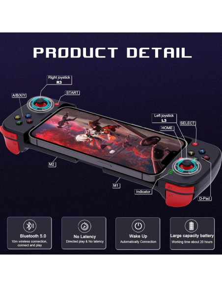 Controlador de Juego Móvil Megadream para iPhone y Android - Negro Controlador de Juego Móvil Megadream para iPhone y Android - Negro