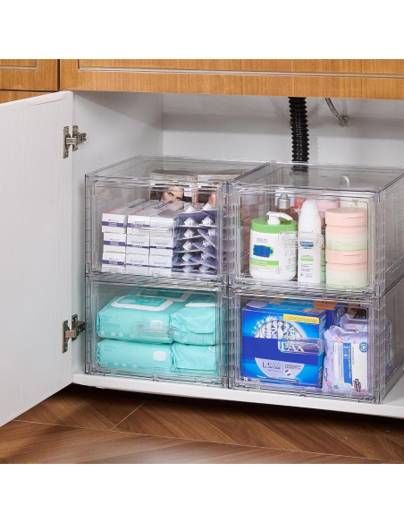 Cajones de Almacenamiento Apilables Vtopmart 4 Pack 13QT Cajones de Almacenamiento Apilables Vtopmart 4 Pack 13QT