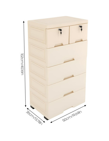 Gabinete de Almacenamiento Weglae con 6 Cajones Beige 50x35x102cm Gabinete de Almacenamiento Weglae con 6 Cajones Beige 50x35x102cm