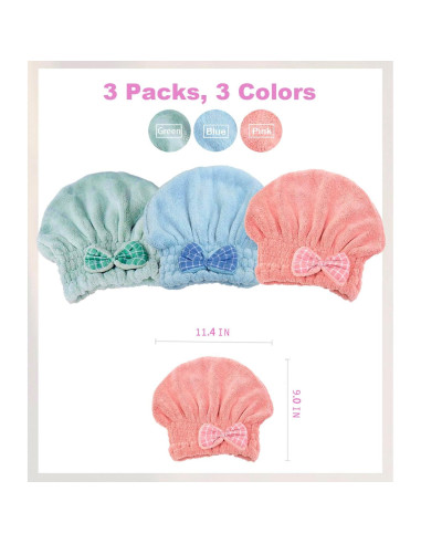 Turbante de Toalla Lxshunlifa 3 Piezas Microfibra Secado Rápido