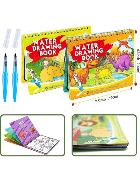 Libros de Pintura Mágica con Agua hapray - 2 Paquete Dinosaurios Libros de Pintura Mágica con Agua hapray - 2 Paquete Dinosaurios