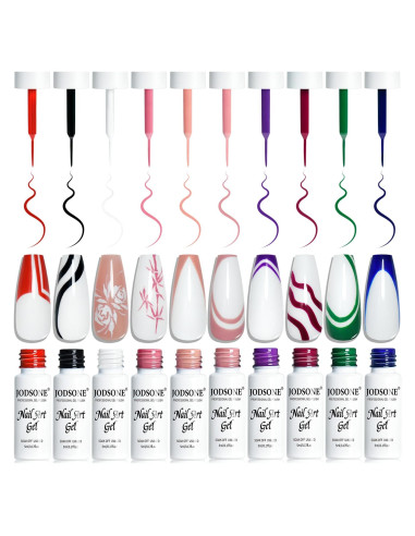 Set de 10 Lápices de Gel para Uñas JODSONE - Efecto 3D