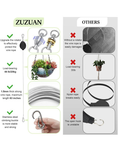 Soporte Retráctil para Plantas ZUZUAN 2 Pcs 20kg Ajustable