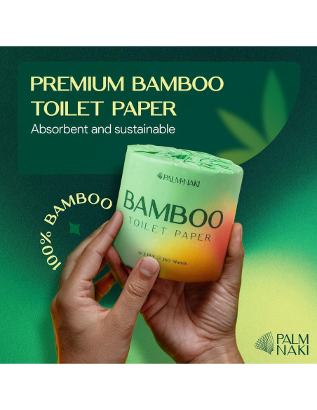 Papel Higiénico de Bambú Palm Naki 3 Capas 4 Rollos 360 Hojas Papel Higiénico de Bambú Palm Naki 3 Capas 4 Rollos 360 Hojas