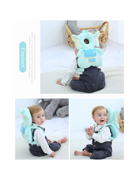 Mochila Protectora de Cabeza para Bebé JunNeng Elefante Azul Mochila Protectora de Cabeza para Bebé JunNeng Elefante Azul