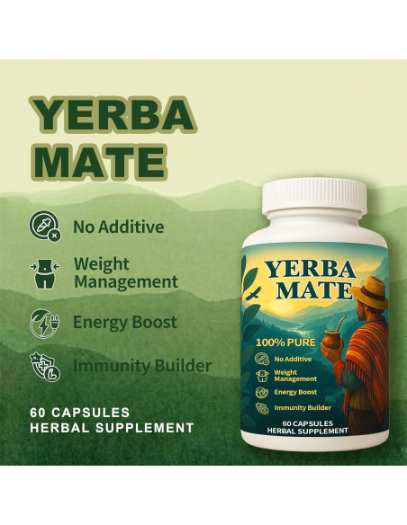Cápsulas de Yerba Mate Wvnscl - Energía Natural 60 Unidades Cápsulas de Yerba Mate Wvnscl - Energía Natural 60 Unidades
