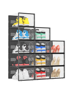 Organizador de Zapatos eWonLife X-Large 12 Cajas Apilables Negro