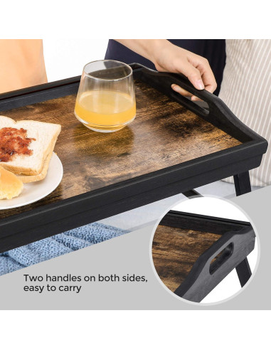Mesa de Cama Plegable SONGMICS de Bambú 30x45 cm Marrón Rústico