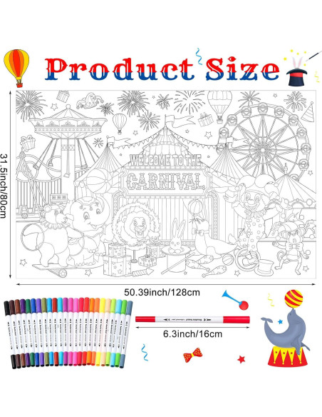 Póster Gigante para Colorear Faccito 128x80 cm con 24 Marcadores Póster Gigante para Colorear Faccito 128x80 cm con 24 Marcadores