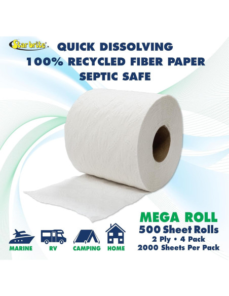 Papel Higiénico STAR BRITE Grado Marino 4 Rollos 500 Hojas Papel Higiénico STAR BRITE Grado Marino 4 Rollos 500 Hojas