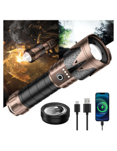 Linterna LED SKYFIRE 2000J Recargable Zoomable 3000 Lúmenes