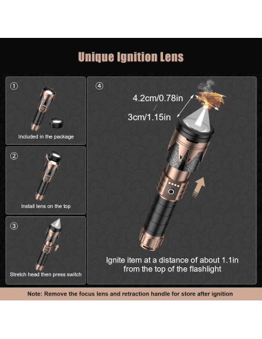 Linterna LED SKYFIRE 2000J Recargable Zoomable 3000 Lúmenes